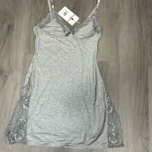 Women's Gray Lace Slip Dress